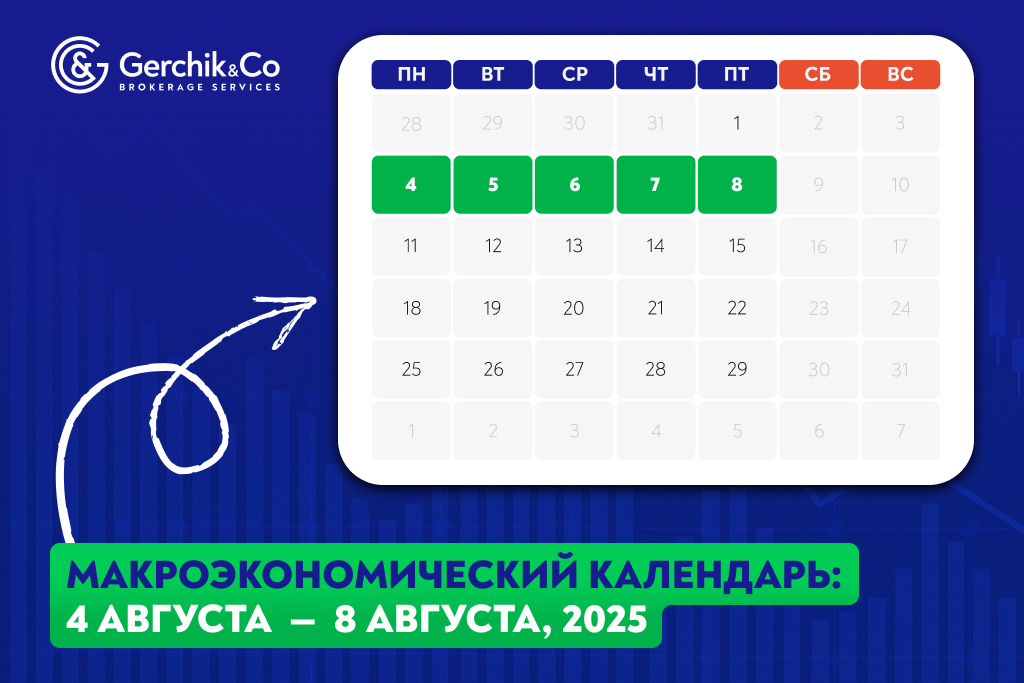 Макроэкономический календарь на 4 – 8 августа 2025 года